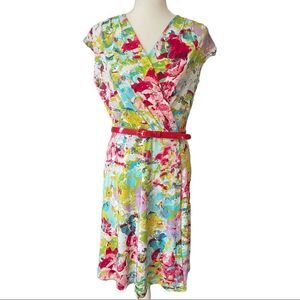 212 Collection Floral Faux Wrap Dress SMALL